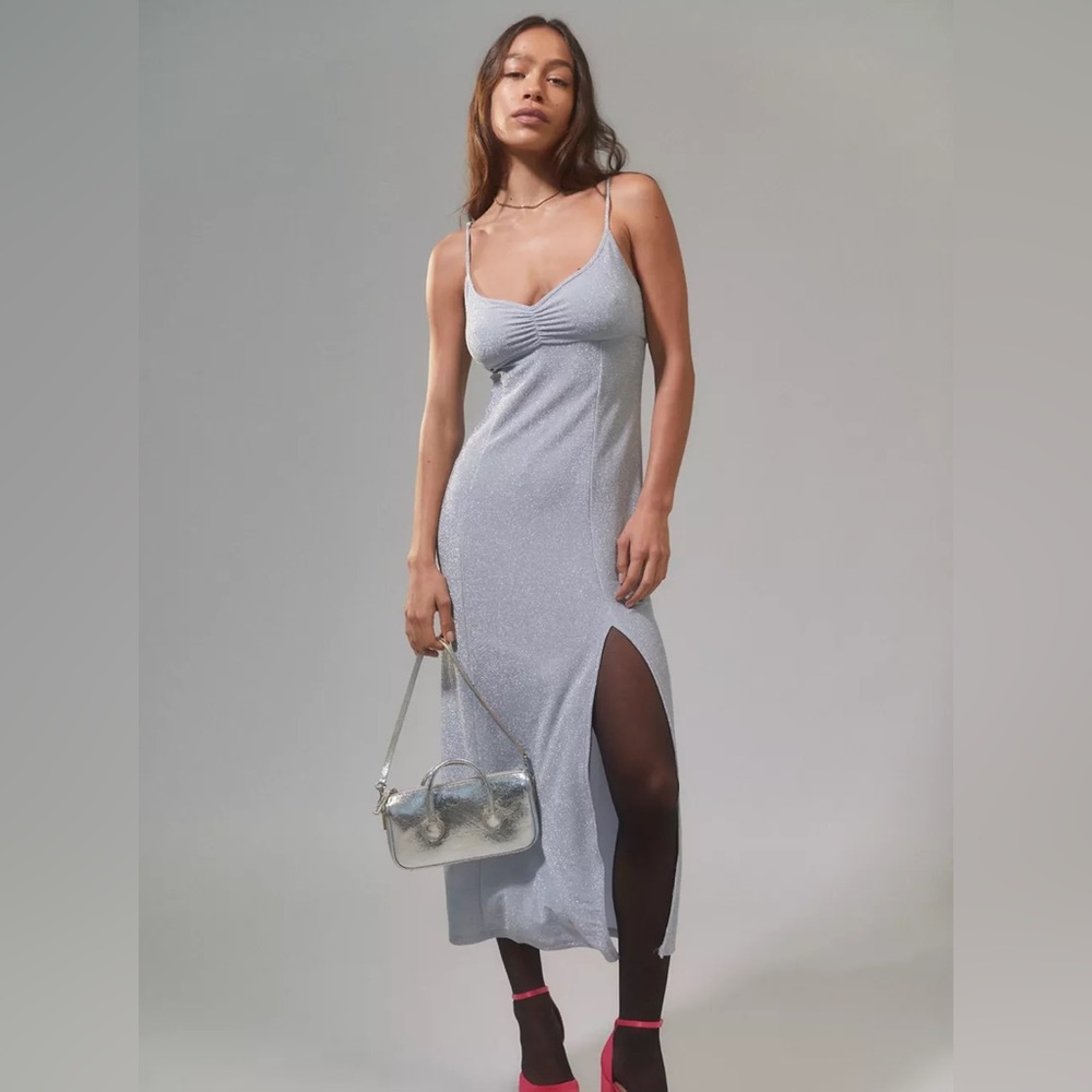 Urban Outfitters Arna sparkle blue midi dress